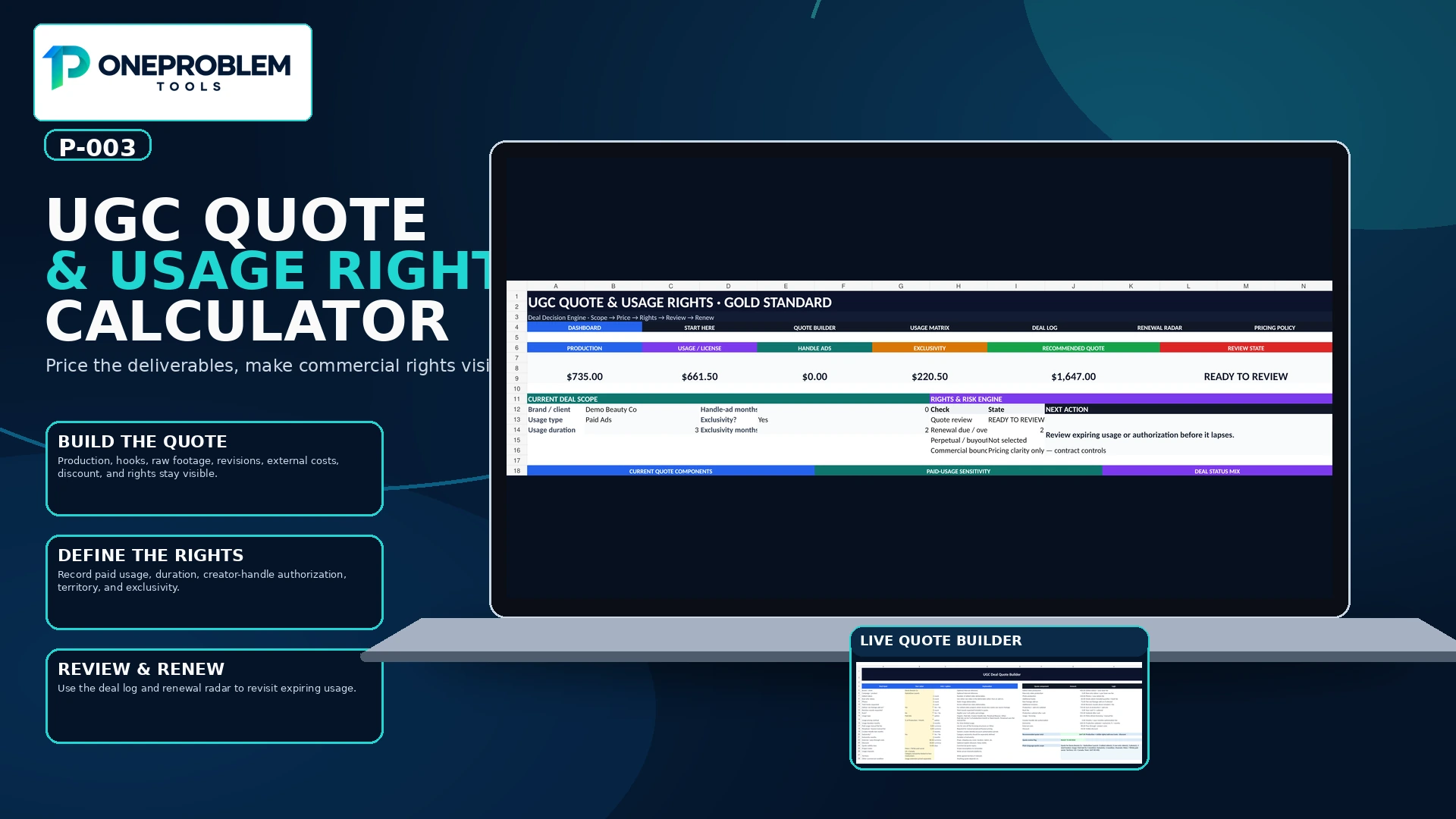 UGC Quote & Usage Rights Calculator product preview
